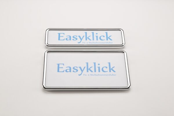 Easyklick Nummernrahmen Chrom glanz hochformat Set